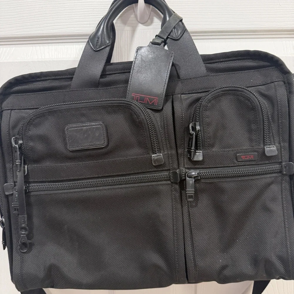 Tumi Alpha Black Ballistic Nylon Briefcase Messenger Laptop Bag With Strap